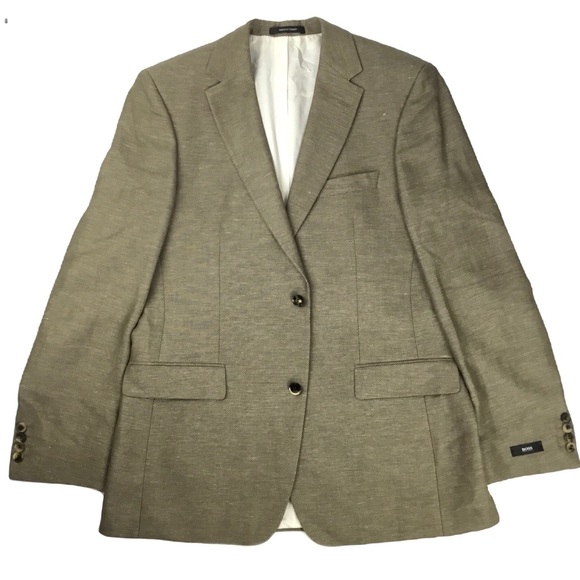 Hugo Boss NWOT Linen Wool Blend Blazer in Wheat. Sz. 42L - Picture 1 of 9